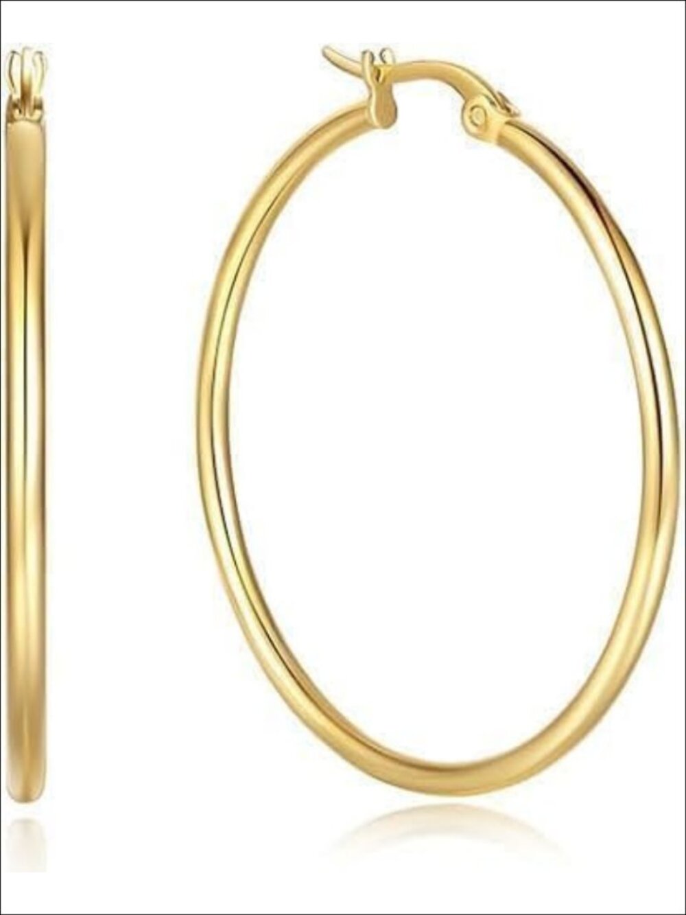 14K Gold Plated Hoop Earrings Hypoallergenic Lightweight 30mm Everyday Women